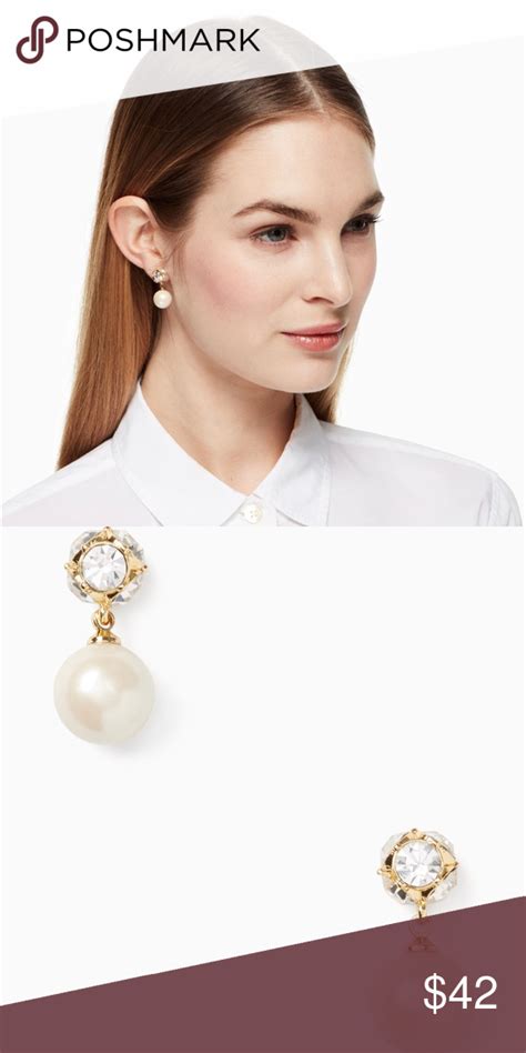 Kate Spade Lady Marmalade Drop Pearl Earrings Elegant Earrings Round