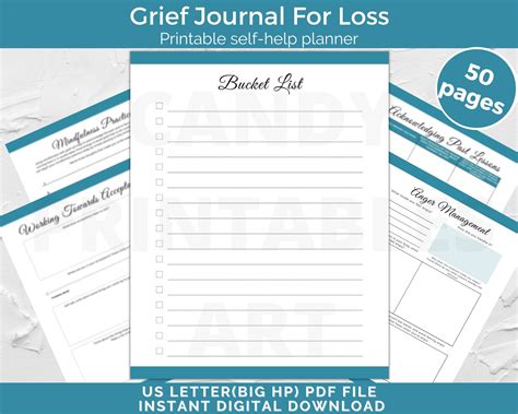 Grief Journal Template Printable Grief Workbook Loss Grief Etsy