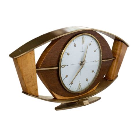 Metamec Mantel Clock Made Of Wood And Brass Mid Century