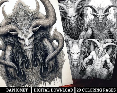Baphomet Demons Adult Coloring Pagesfor Adults Instant Etsy