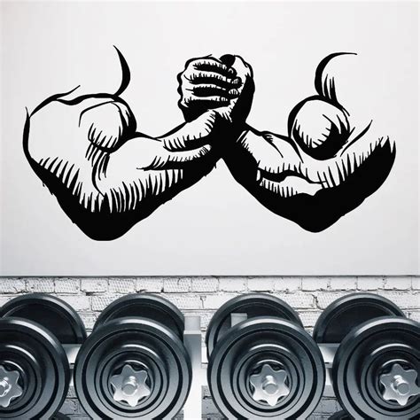 Vinyl Wall Decal Gym Muscles Man Hands Wall Sticker Bodybuilder