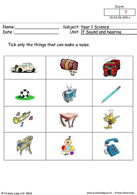 Science Things That Can Make Noise Worksheet Uk