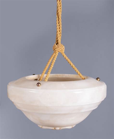 Lot Alabaster Pendant Lamp With Silken Hanging Cords