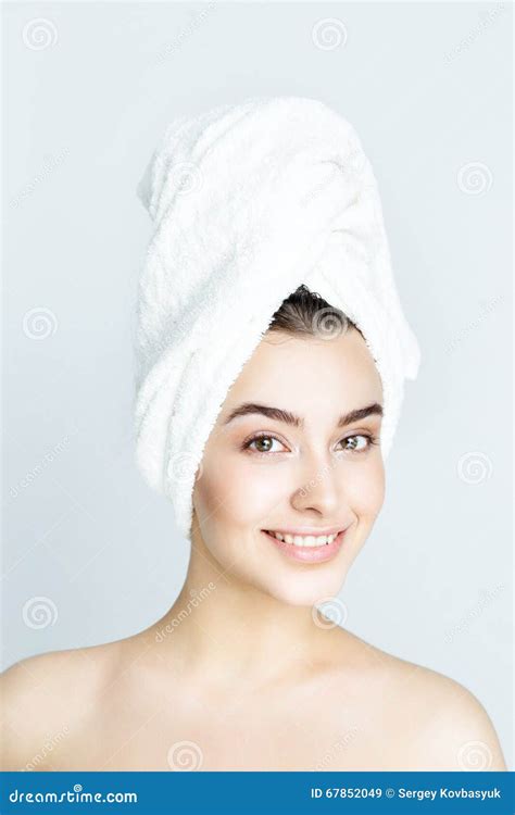 Beautiful Woman With White Towel On His Head Spa Woman Stock Image Image Of Bliss Female