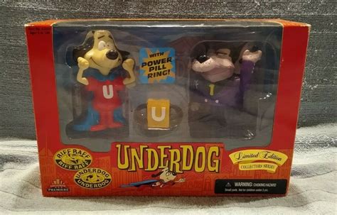 Underdog And Riff Raff Action Figures With Power Pill Ring Ebay
