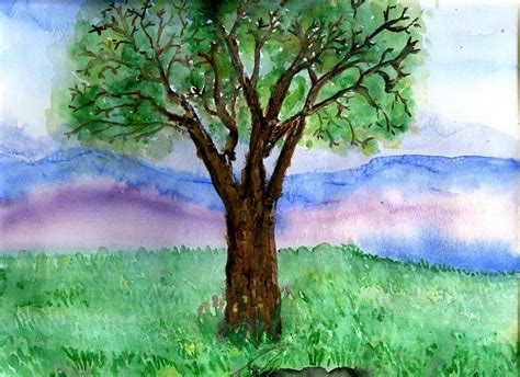 Watercolor painting ideas use the simple technique of blending different hues and water to. Simple Tree Painting by Cassandra Donnelly