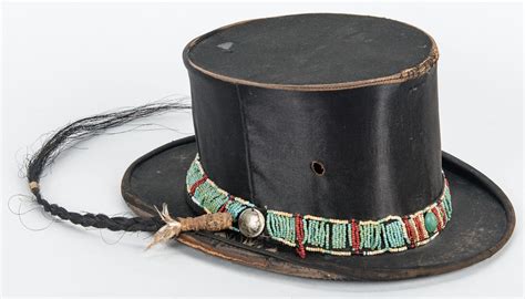 Lot 587 2 Western Hats W Native American Beaded Bands Native American