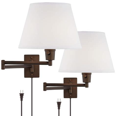 Clement Bronze Plug In Swing Arm Wall Lamp Set Of 2 1v955 Lamps Plus