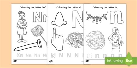 Letter N Colouring Pages Teacher Made