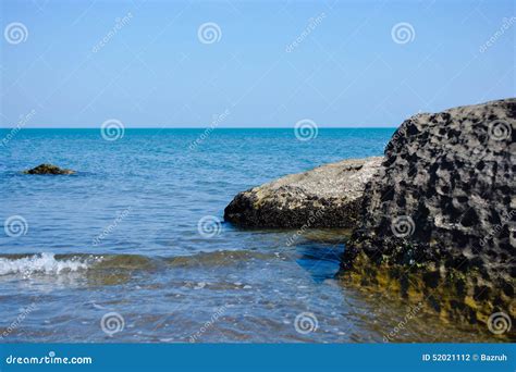 Seashore Rocks Blue Water Caspian Sea Stock Photo Image Of Wave