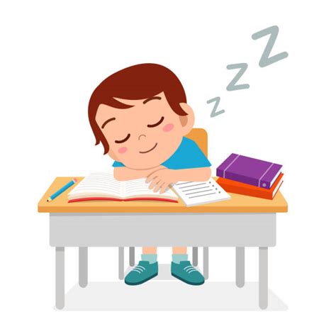 Clip Art Of A Kid Sleeping In Class Illustrations Royalty Free Vector