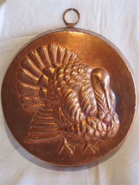Copper Mold W Raised Turkey Design Vintage Copper Over Tin Antique