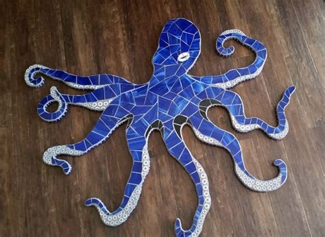 Huge Octopus Wall Art Stained Glass On Wood Kraken Art Beach House