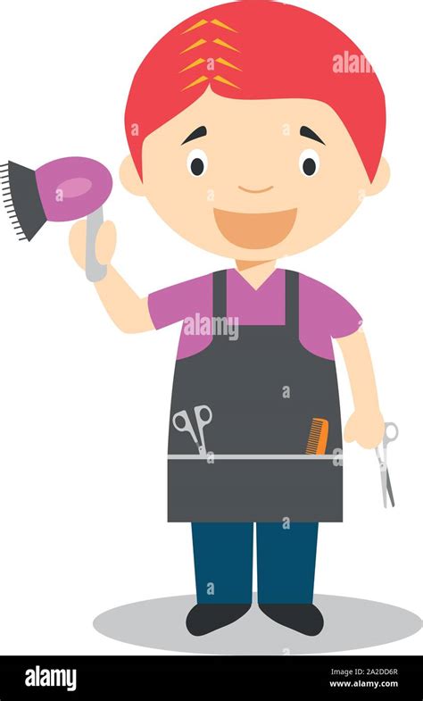 cute cartoon vector illustration of a hairdresser stock vector image and art alamy