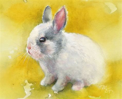 Bunny Rabbit Watercolor Painting Giclee Print Animal Etsy