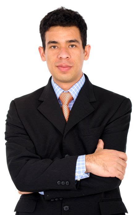 Confident Hispanic Business Man Portrait Isolated Over A White