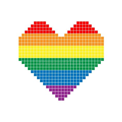 pixel heart in colors of lgbt flag colorful vector symbol of gay lesbian transgender love with