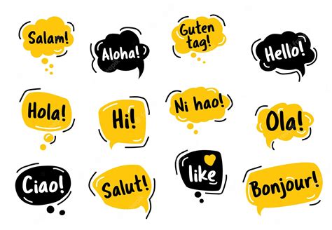 Premium Vector Speech Bubble Hello In Different Languages Of The World