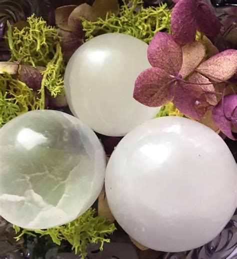 Selenite Spheres Crystal Ball Orb Grounding During The Full Etsy
