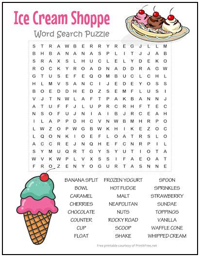 Ice Cream Day Party Word Search Puzzle Worksheet Activity Ice Cream