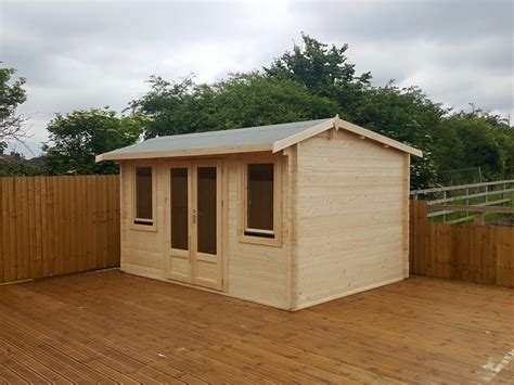 The yorik garden office log cabin in 45mm wall logs, double glazed and designed as a office or studio for your garden, though we have seen it be put the flow log cabin, double glazed and with a side annexe, shed area for storage. Birch Log Cabin | Garden Sheds