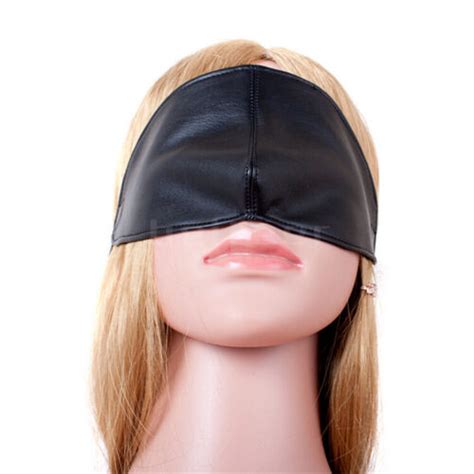 Pu Leather Black Half Face Hood Eye Patch Blindfold Bondage Slave