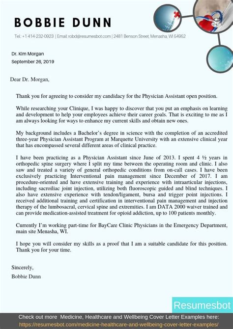 Thomas, i'd like to apply for the education coordinator position at reynolds area high school. Physician Assistant Cover Letter Samples & Templates [PDF ...
