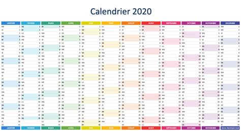 Le calendrier annuel de 2021, les dates paraissent chaque mois et vous trouverez y compris les numerous de semaine. Calendrier 2020 à imprimer : jours fériés, vacances ...