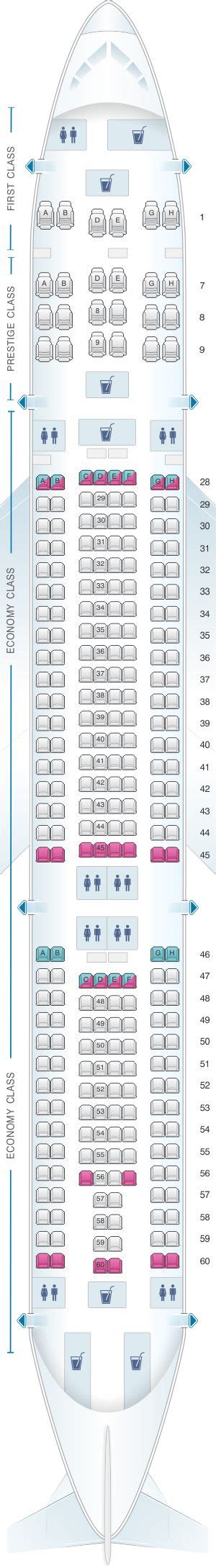Seat Map Korean Air Airbus A330 300 276pax China Eastern Airlines