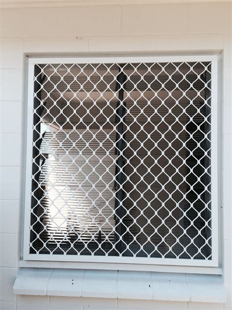 Diamond Grille Security Window Screen Over Glass Louvres Window Grill