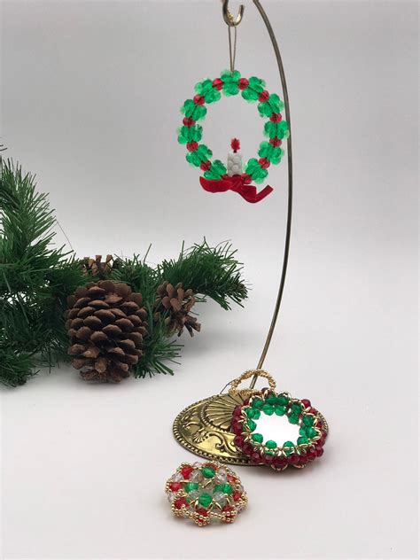 Vintage Beaded Christmas Ornaments Set Of Three 1970s Beaded Christmas