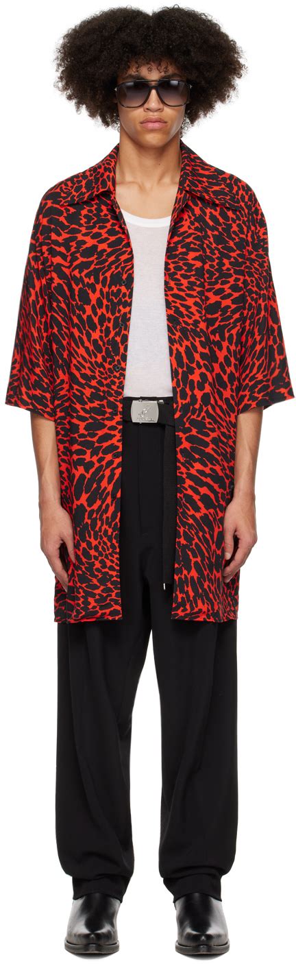 Luu Dan Red And Black Psychedelic Leopard Shirt Ssense