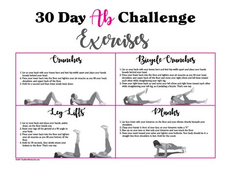 Southern Mom Loves 30 Day Ab Challenge With Calendar And