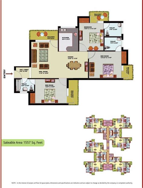 Srs Residency 3 Br 1557 Sqft Floor Plan Prithvi Estates