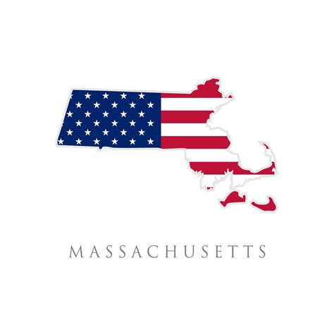 Shape Of Massachusetts State Map With American Flag Vector