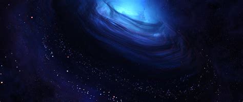 Download 2560x1080 Wallpaper Galaxy Space Dark Clouds Blue Nebula