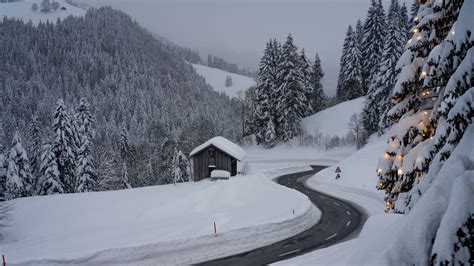 Download Wallpaper 1920x1080 Road Snow Winter Turn Full