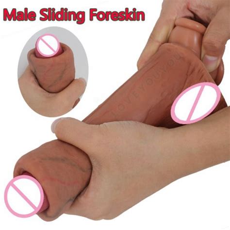 Sexy Realistic Simulation Dildo Sliding Foreskin G Spot Stimulate Soft