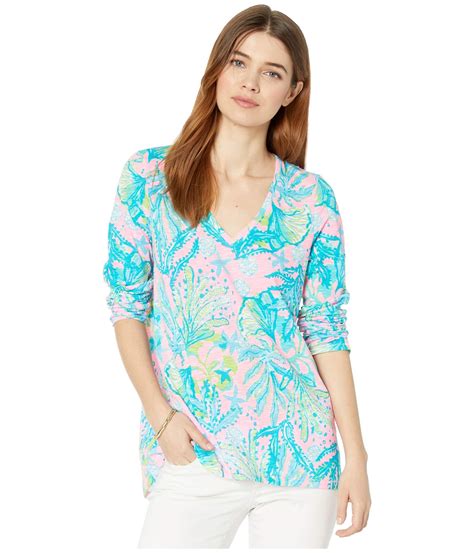 Lilly Pulitzer Cotton Etta Long Sleeve Top In Blue Lyst