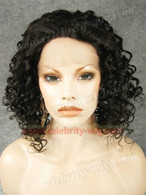 Free Shipping Silky Black Curly Indian Remy Hair Full Lace Wig On