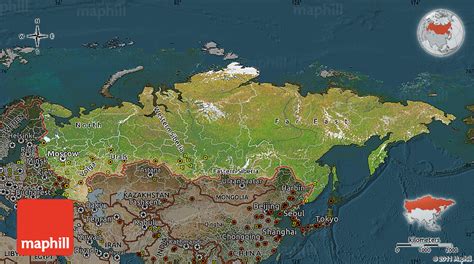 Satellite Map Of Russia Darken