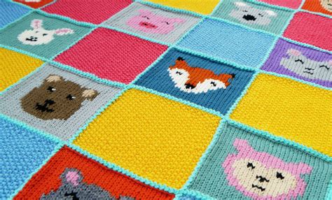 Digital Knitting Pattern Download Animal Patchwork Blanket Etsy Uk