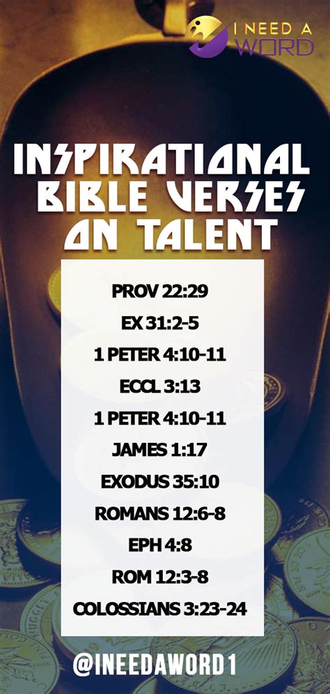Here, i have made five talents more.' just before jesus gave the parable of the talents. Inspirational Bible Verse On Talent - I Need A Word