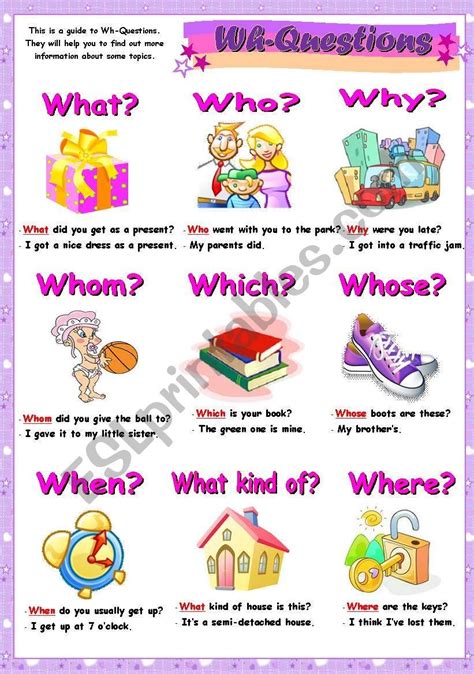 Click on a thumbnail to view the image. This is a grammar guide to Wh-questions. Some sentences ...