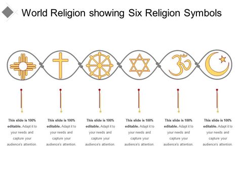 World Religion Showing Six Religion Symbols Powerpoint Presentation