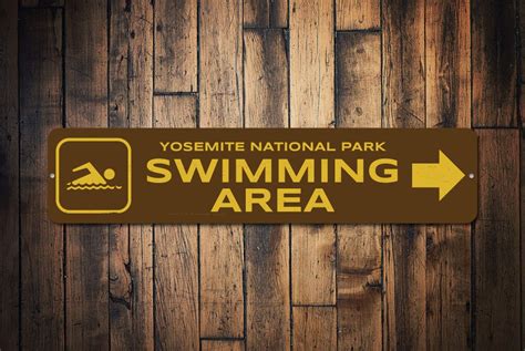 Swimming Area Sign Custom Swimmer Arrow Swim National Park