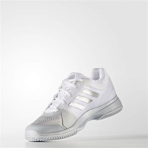 Adidas Barricade Club Womens White Tennis Court Sneakers Shoes Trainers