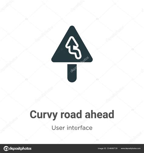 Curvy Road Ahead Vector Icon White Background Flat Vector Curvy Stock