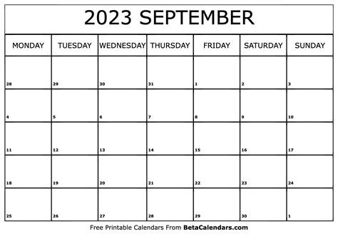 Free September 2023 Calendar Template Mobila Bucatarie 2023