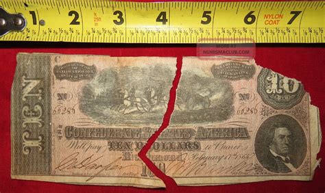 1863 Confederate State Of Richmond Ten Dollar 10 Treasury Note 66288